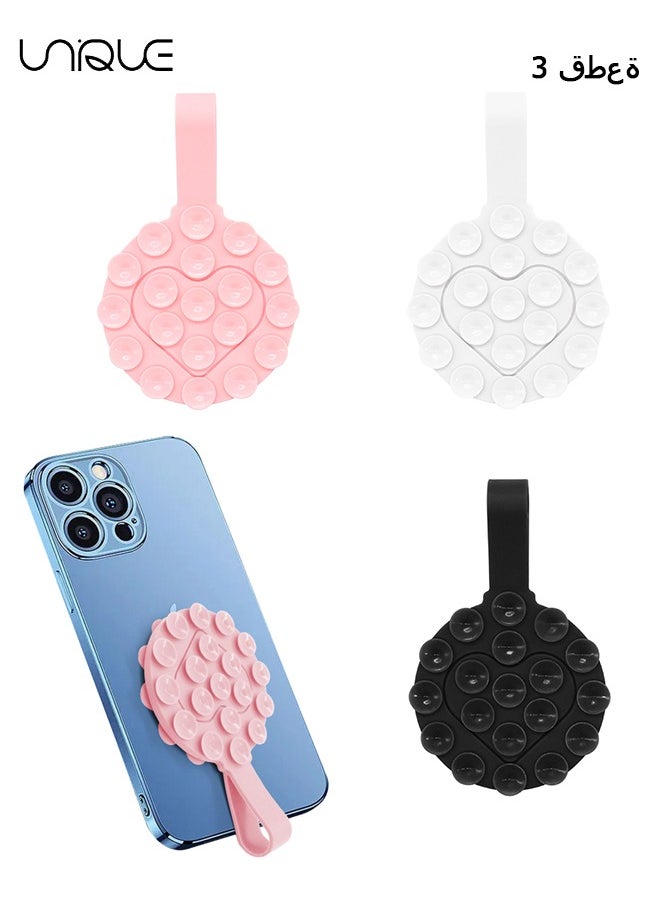Unique 3 Pack Silicone Suction Cup Phone Mount, Hands-Free Strong Grip Holder, Non-Slip Self-Adhesive Cell Phone Suction Bracket, Suitable TikTok Creator, Videos, Selfies  - Image 1