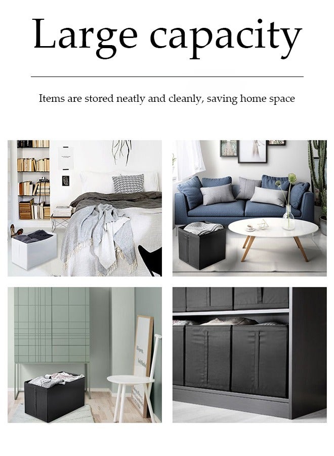 إسكدنيا مجموعة صناديق تخزين قابلة للطي من القماش مكونة من 3 قطع مع 3 صناديق تخزين قابلة للطي منزلية وأكياس تخزين من القماش مع مقابض لحملها وصناديق لتنظيم الألعاب للتخزين على الرف في المنزل والمكتب - Image 5