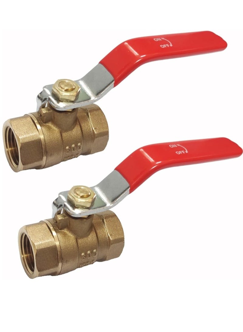 صمام كروي ان بي تي، صمام كروي نحاسي ملولب أنثى 600 دبليو او جي، صمام كروي نحاسي مطروق كامل المنفذ، صمام إغلاق مياه شديد التحمل بمعيار الولايات المتحدة الأمريكية، 1.3 سم (قطعتين) - Image 1