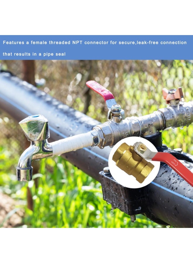 صمام كروي ان بي تي، صمام كروي نحاسي ملولب أنثى 600 دبليو او جي، صمام كروي نحاسي مطروق كامل المنفذ، صمام إغلاق مياه شديد التحمل بمعيار الولايات المتحدة الأمريكية، 1.3 سم (قطعتين) - Image 4