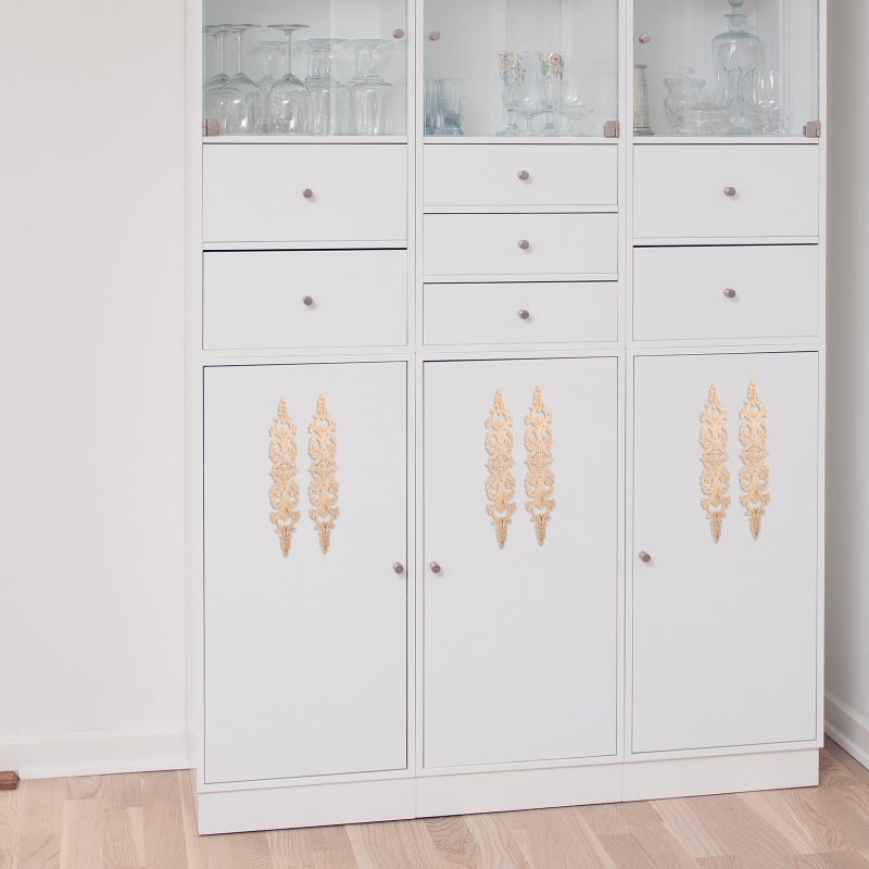 4pcs Wood Appliques Furniture Wood Onlay Decors Beautiful Cabinet Door Appliques - Image 3