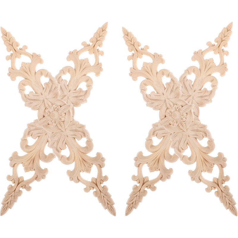 4pcs Wood Appliques Furniture Wood Onlay Decors Beautiful Cabinet Door Appliques - Image 1