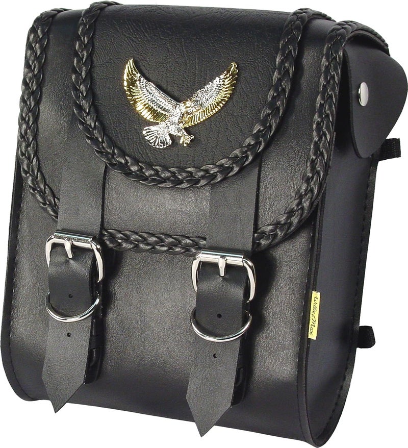 Dowco Willie & Max Synthetic Leather Motorcycle Sissy Bar Bag - Black, 6 Liter Capacity - Image 1