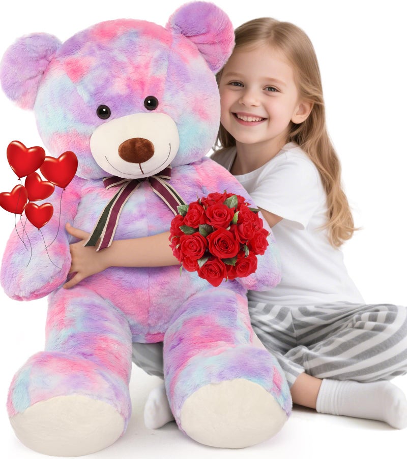 Tezituor 40in Giant Teddy BearBig Stuffed Animal Plush ToysRainbow Purple Soft Bear Plushie Gifts for Adult  Kids Boys Girls Baby Shower PartyValentine Christmas Birthday - Image 2
