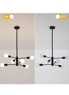 GEADI Sputnik Chandelier Industrial 6 Light Black Ceiling Light Fixture Height Adjustable Lighting For Kitchen Island Bedroom Dining Room Living Room Farmhouse  - Image 2