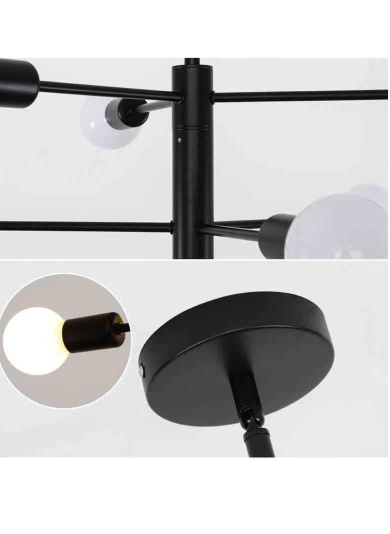GEADI - Sputnik Chandelier Industrial 6 Light Black Ceiling Light Fixture Height Adjustable Lighting For Kitchen Island Bedroom Dining Room Living Room Farmhouse - Image 1