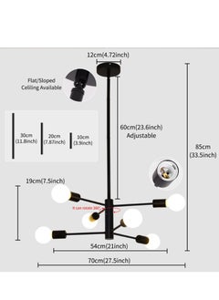 GEADI Sputnik Chandelier Industrial 6 Light Black Ceiling Light Fixture Height Adjustable Lighting For Kitchen Island Bedroom Dining Room Living Room Farmhouse  - Image 4