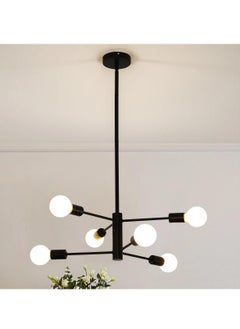 GEADI Sputnik Chandelier Industrial 6 Light Black Ceiling Light Fixture Height Adjustable Lighting For Kitchen Island Bedroom Dining Room Living Room Farmhouse  - Image 1
