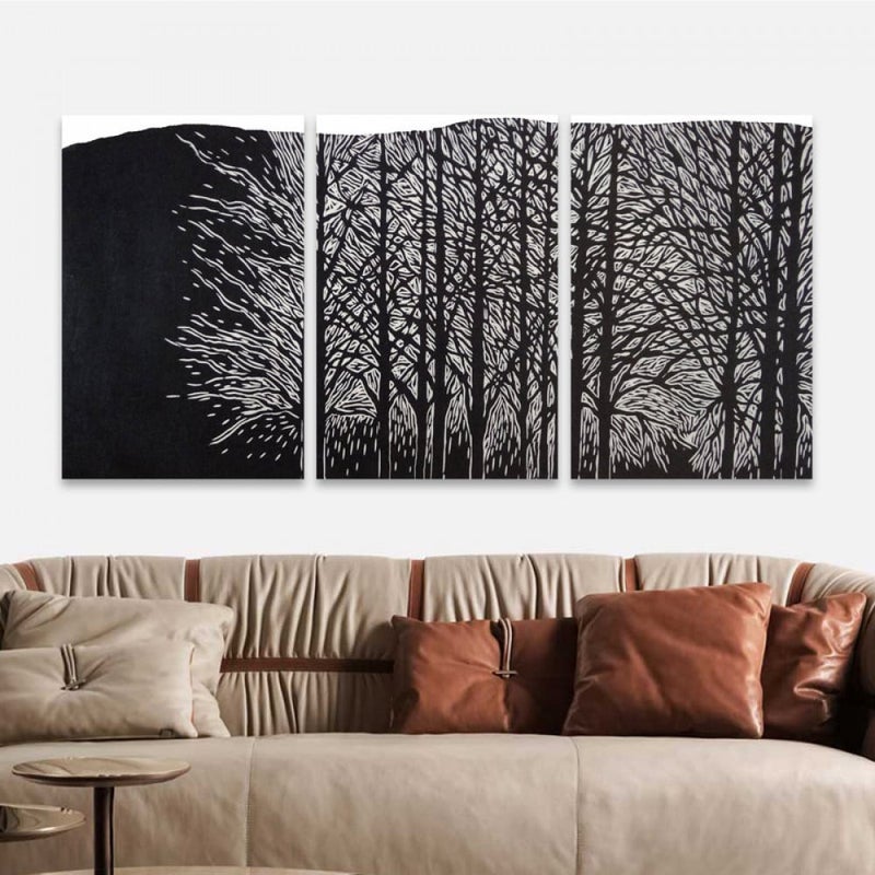 ماركتنا ثلاث لوحات قماشية فخمة بتصميم مودرن مع برواز مجوف مقاس (120×60) ثلاث قطع - Image 1