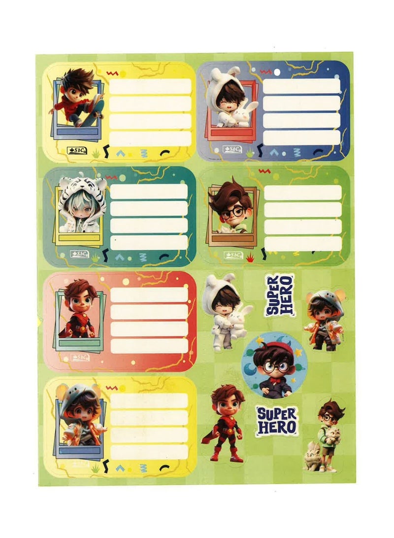 SBC 10-Sheet Name Labels And Stickers For School Super Hero Design - Image 2