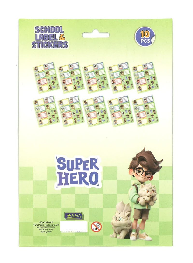 SBC 10-Sheet Name Labels And Stickers For School Super Hero Design - Image 3