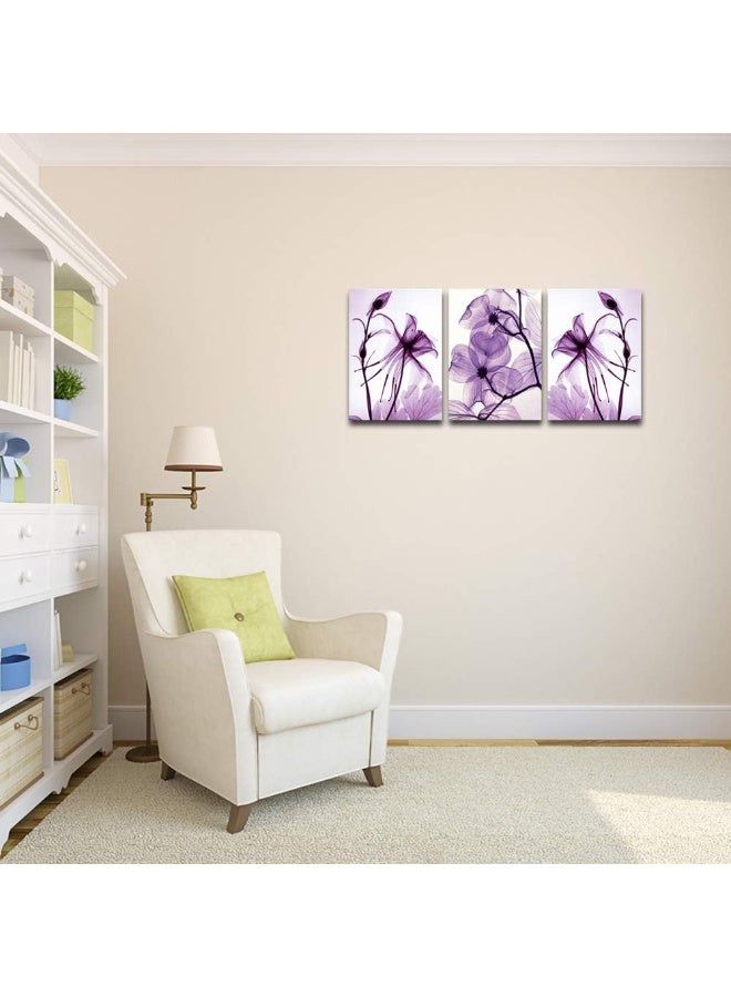 Home Trove Meigan Art Modern Canvas Wall Art Home Decor Wall Art Painting Purple Flowers Art Wood Inside Framed Ready To Hang (12Inchx16Inchx3) - Image 2