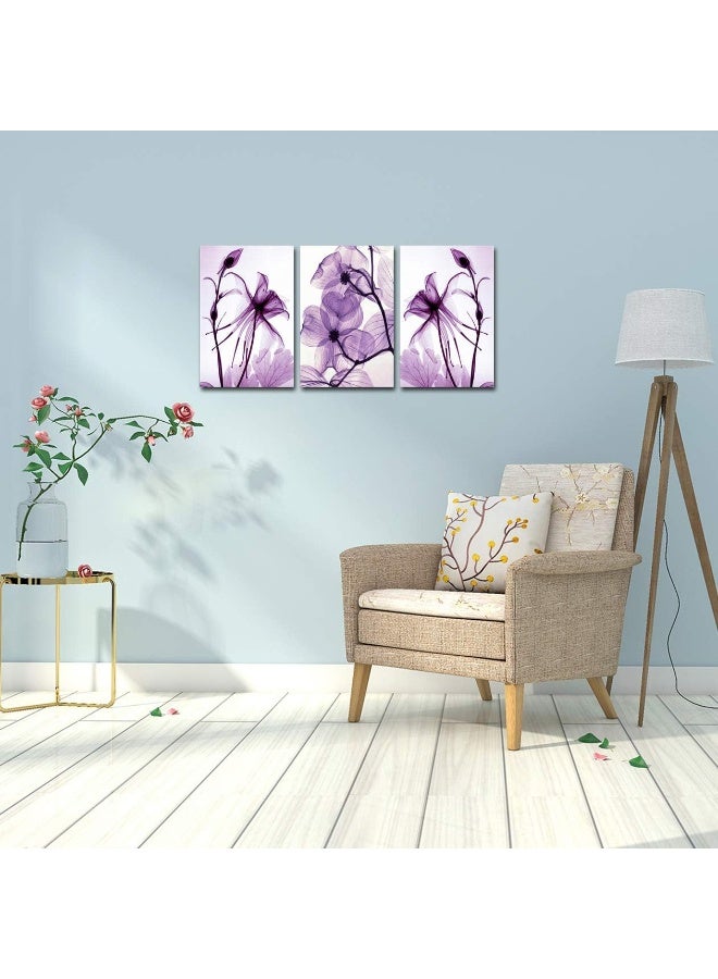 Home Trove Meigan Art Modern Canvas Wall Art Home Decor Wall Art Painting Purple Flowers Art Wood Inside Framed Ready To Hang (12Inchx16Inchx3) - Image 3