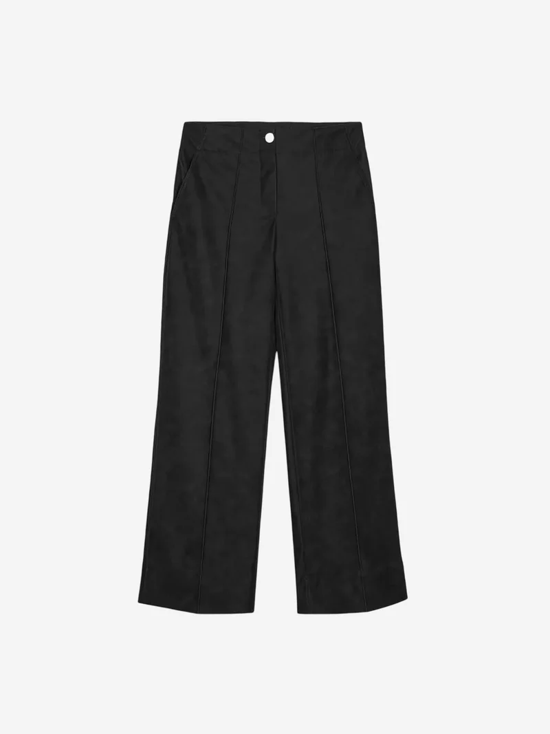 Dilvin DILVIN Women's High-Waist Wide-Leg Faux Leather Trousers
