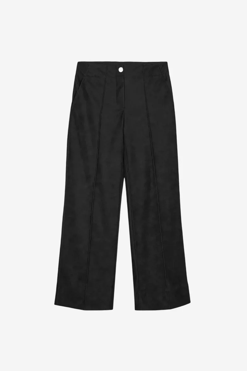 DILVIN Women's High-Waist Wide-Leg Faux Leather Trousers