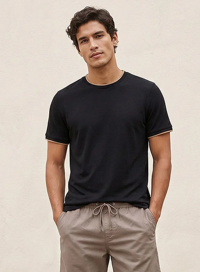 Splash FAV Basic Regular Fit Crew Neck Short Sleeves Crepe Pique T-shirt