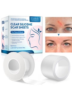 Clear Silicone Scar Sheets (0.98”x 59”, 1.5M), Transparent Silicone Scar Strips, Effective Scars Away, Invisible Silicone Scar Sheets For Surgical Scars, C-Section Surgery Scar, Keloid, Burn, Acne