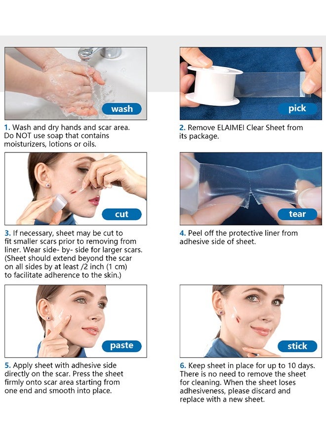 Elaimei - Clear Silicone Scar Sheets (0.98”x 59”, 1.5M), Transparent Silicone Scar Strips, Effective Scars Away, Invisible Silicone Scar Sheets For Surgical Scars, C-Section Surgery Scar, Keloid, Burn, Acne - Image 1