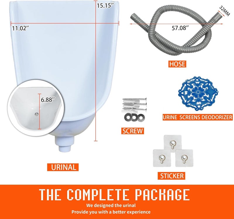shawoo Waterless Urinal Garage Urinal for Men Plastic Urinals for Men, Urine Diverter Outdoor Urinal Wall-Mounted Urinals For Men Bathroom, No-Drill Lnstallation Self-Adhesive Mens Urinal (white) - Image 2