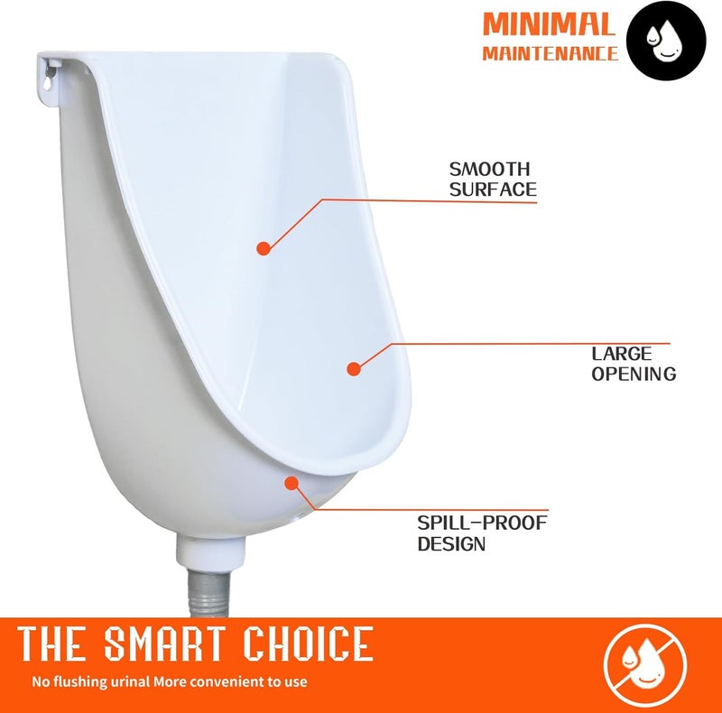 shawoo Waterless Urinal Garage Urinal for Men Plastic Urinals for Men, Urine Diverter Outdoor Urinal Wall-Mounted Urinals For Men Bathroom, No-Drill Lnstallation Self-Adhesive Mens Urinal (white) - Image 3