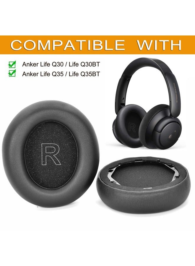 defean Life Q30 / Q35 Earpads - Replacement Ear Cushion Foam Cover Ear Pads Compatible with Anker Soundcore Life Q30 / Q35 BT Headphones, Softer Leather,High-Density Noise Cancelling Foam (Black) - Image 2