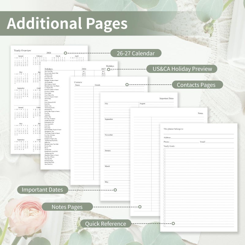 Blugool Planner 2026-2027, Weekly and Monthly Planner with Tabs from Jan 2026 - Dec 2026, A5 Hardcover Academic Calendar with Date for School & Office Schedule, 5.8" x 8.3", Sage Green - Image 5