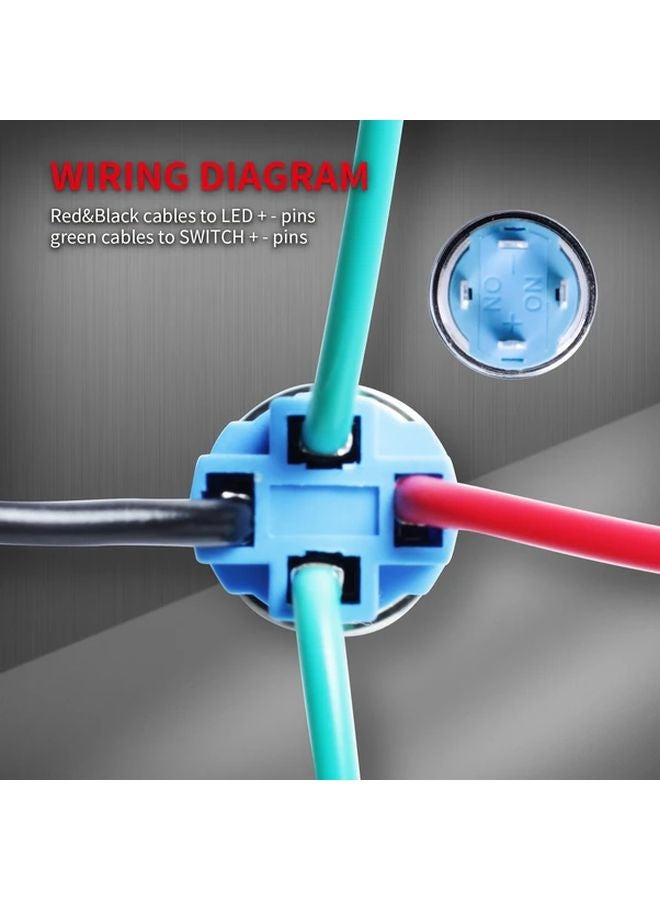 6 قطع زر ضغط معدني أزرق LED ذاتي القفل تشغيل/إيقاف 12 ملم 4 أطراف مع شعار الطاقة - Image 3