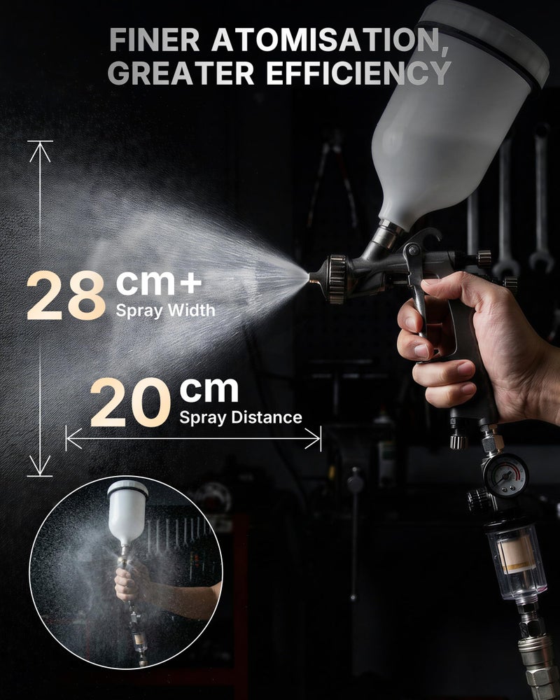 Tilswall Pinto LVLP Spray Gun, Ultral-Long Service Life with All-Stainless Steel Flow Channel, Air Paint Gun Suitable for Most Paints, Ideal for Automotive Painting and Professional Project - Image 4