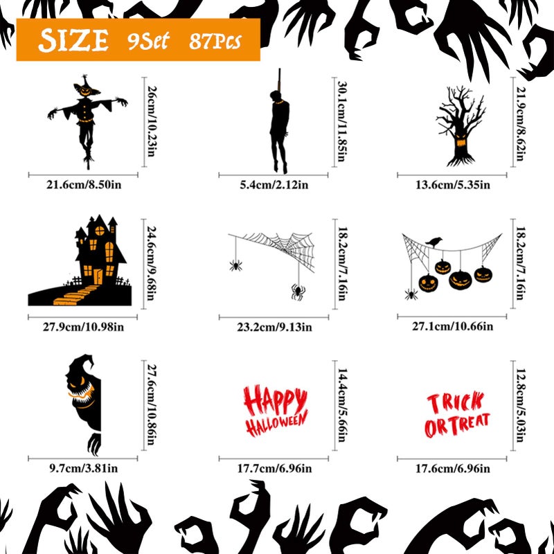 Tonak Halloween Window Clings  Zombie Vampire Halloween Party Decor Bloody Hand Footprints Window Wall Decals Halloween Window Stickers Decorations for Kids Party Floor Sticker Clings - Image 2
