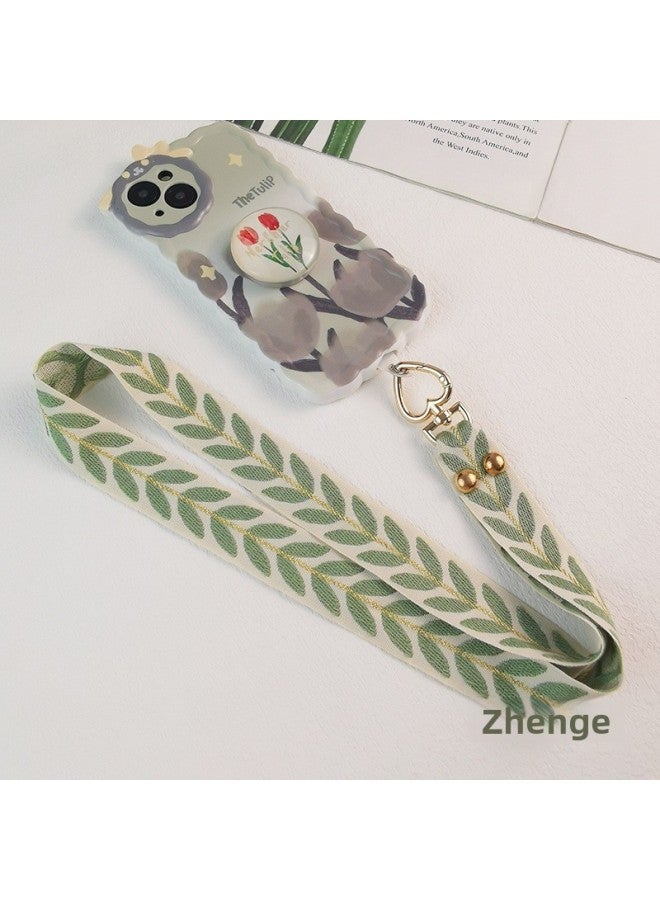 Mobile Phone Lanyard Rattan Leaf Halter Long Leaf Decoration Women's Non-tight Neck Lightweight Comfortable Back Rope Broadband Lanyard-Specifications Support Image Upload:Halter  Rattan Leaf Lanyard + Micro Transparent Clip  - Image 4