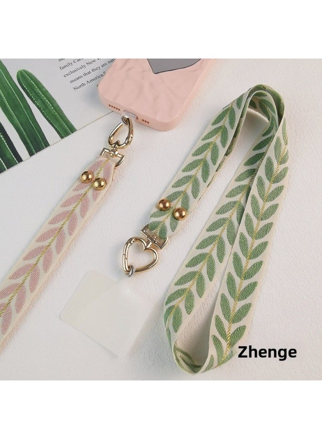 Mobile Phone Lanyard Rattan Leaf Halter Long Leaf Decoration Women's Non-tight Neck Lightweight Comfortable Back Rope Broadband Lanyard-Specifications Support Image Upload:Halter  Rattan Leaf Lanyard + Micro Transparent Clip  - Image 2