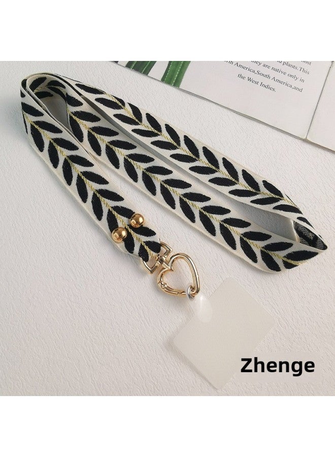 Mobile Phone Lanyard Rattan Leaf Halter Long Leaf Decoration Women's Non-tight Neck Lightweight Comfortable Back Rope Broadband Lanyard-Specifications Support Image Upload:Halter  Rattan Leaf Lanyard + Micro Transparent Clip  - Image 1