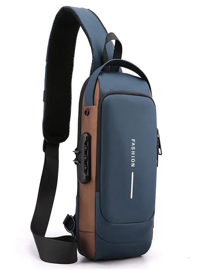 Bluwings Small Cross Body Sling Bag Chest Backpack for Men Waterproof Casual Shoulder Bag with Usb Charging Port and Anti-Theft Lock for Daily Work Travel Bag for Male Female (1 Pc) (Navy Blue) - Image 1
