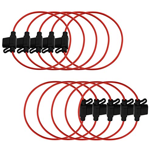 DIGITEN 10pcs Inline 16 AWG Blade ATM Mini Fuse Holder for Car Boat Truck with 30cm Wire (Pack of 10) - Image 1