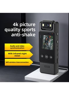 Generic 4K Camera HD Outdoor Sports Camera Motorcycle Electric Vehicle Riding Law Enforcement Recorder Video Recorder-Body Color:4k Wifi Model With Screen (64g) - Official Standard Configuration  - Image 1