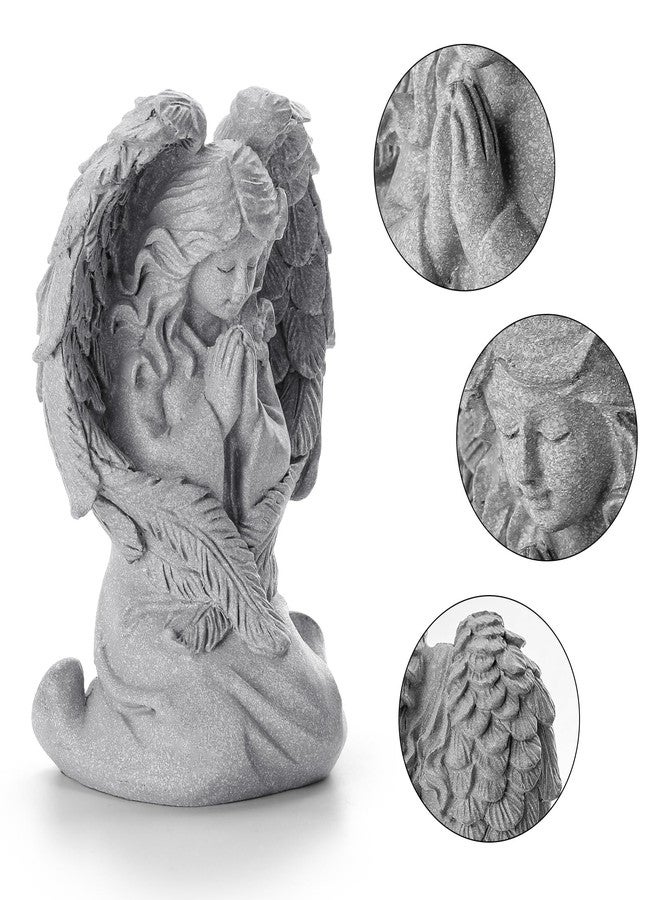 INLOMEM Praying Angel Figurine, Sculpted Hand-Painted Figurine, Angel Wings Statue for Home Decor or Garden, First Communion Gifts for Girls, Religious Gifts for Women (Gray) - Image 2