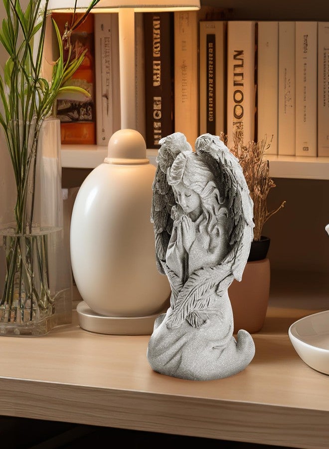 INLOMEM Praying Angel Figurine, Sculpted Hand-Painted Figurine, Angel Wings Statue for Home Decor or Garden, First Communion Gifts for Girls, Religious Gifts for Women (Gray) - Image 5