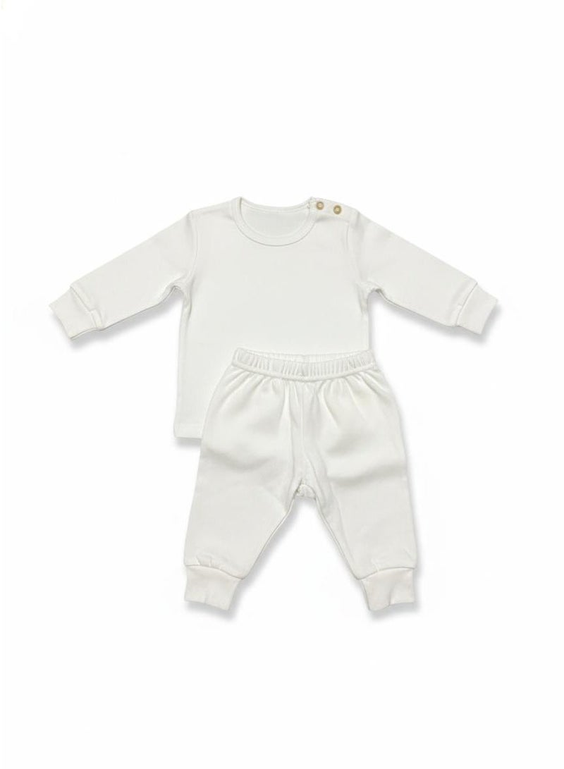 Classic White Long-Sleeve Baby Lounge Set - Image 3