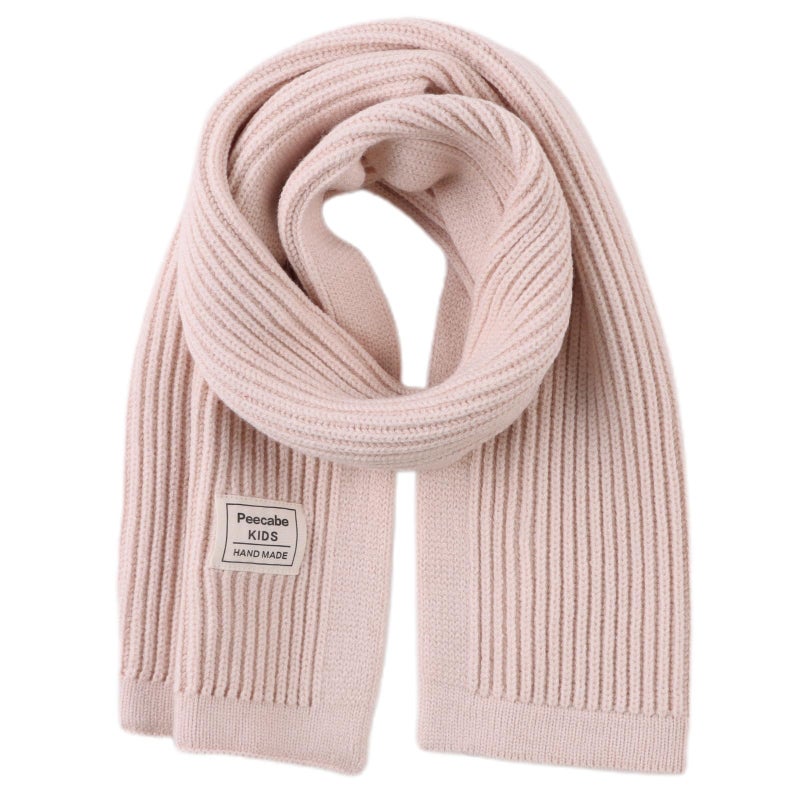 Peecabe Kids Scarf Soft Warm Knit Neck Warmer Winter Classic Scarf for Boys Girls (Beige) - Image 1