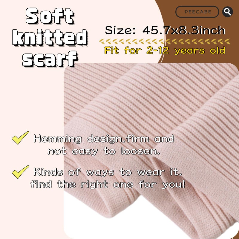 Peecabe Kids Scarf Soft Warm Knit Neck Warmer Winter Classic Scarf for Boys Girls (Beige) - Image 4