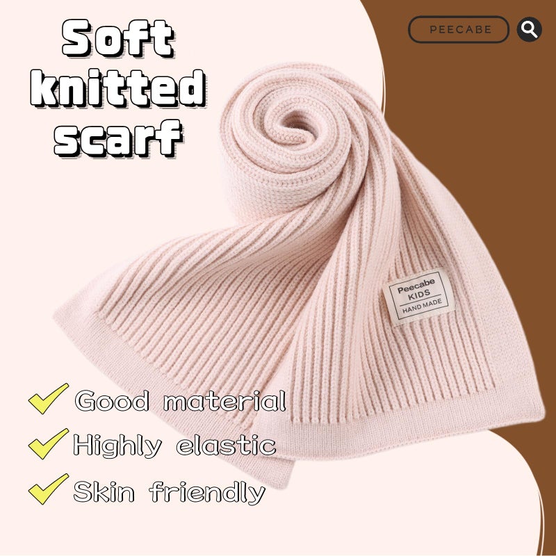 Peecabe Kids Scarf Soft Warm Knit Neck Warmer Winter Classic Scarf for Boys Girls (Beige) - Image 3