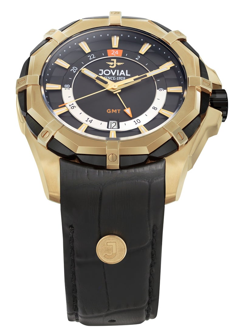 Jovial - JOVIAL 12042GGLQ13, GMT, MERIDIAN COLLECTION combines precision and global versatility with its GMT function, perfect for those who navigate time across borders. - Image 1