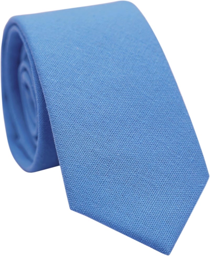 BELLUNO Men's Skinny Ties, Cotton Linen Blend 2.5 inch Solid Neckties - Image 1