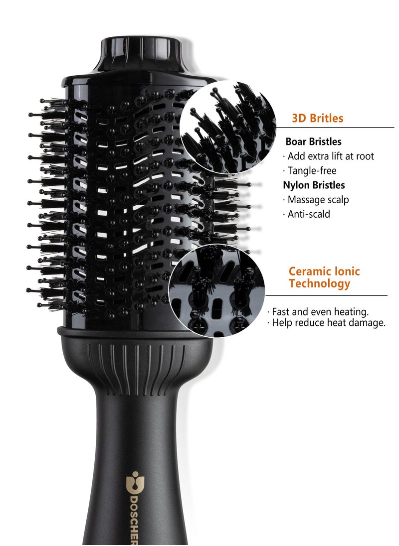 DOSCHER Hair Dryer Brush Blow Dryer Hair Dryer and Styler Hot Air Brush 4 in 1 Black Volumizer with Negative Ion 1600W  - Image 4