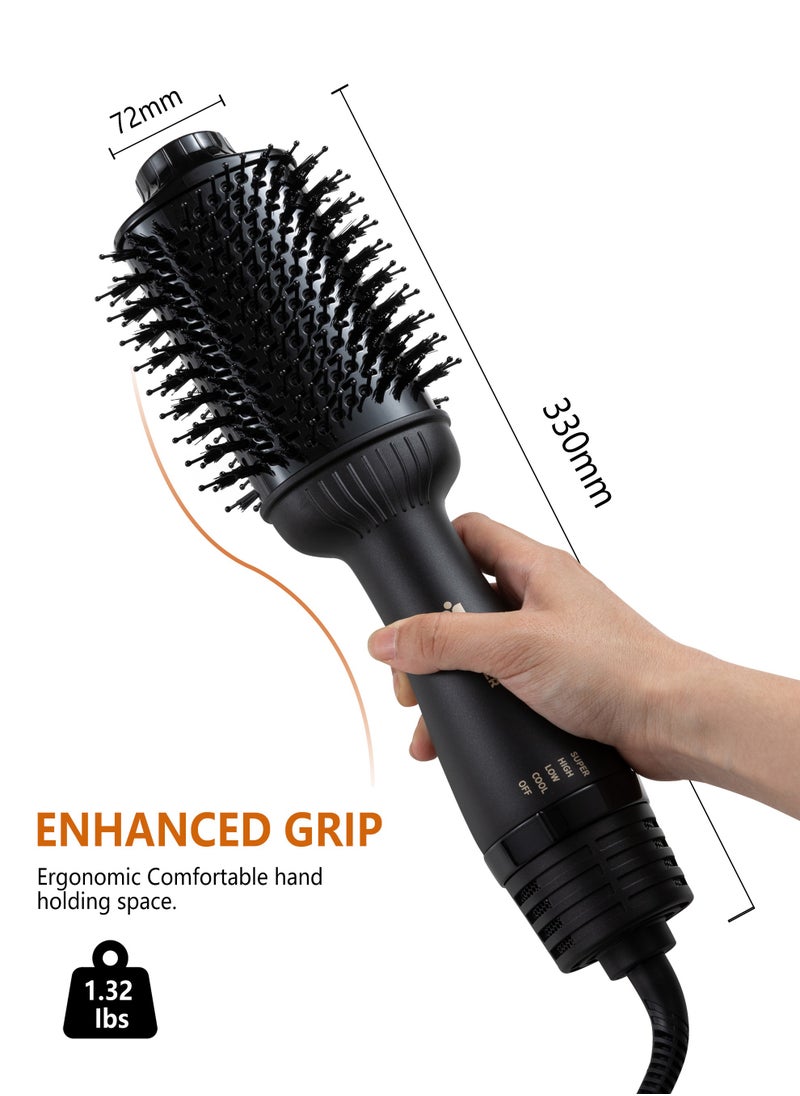 DOSCHER Hair Dryer Brush Blow Dryer Hair Dryer and Styler Hot Air Brush 4 in 1 Black Volumizer with Negative Ion 1600W  - Image 5