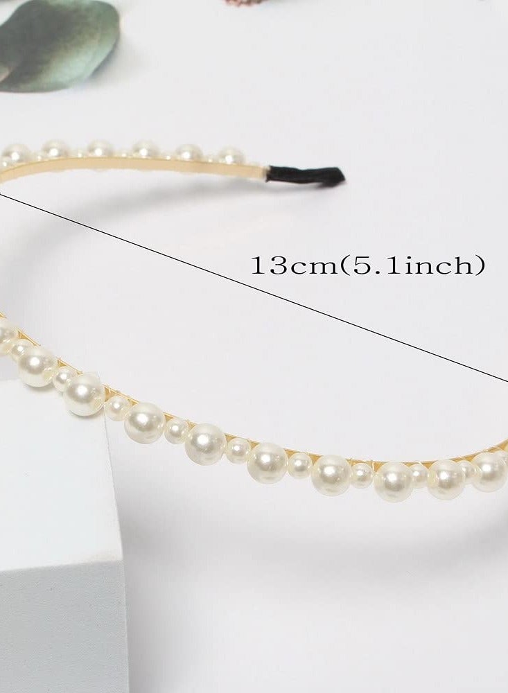 Cuizhiyu 3 Pack Pearl Headbands White Faux Pearls Gold Hairbands Bridal Hair Hoop Wedding Hair Accessories for Women Girls (Pearl)…… - Image 5