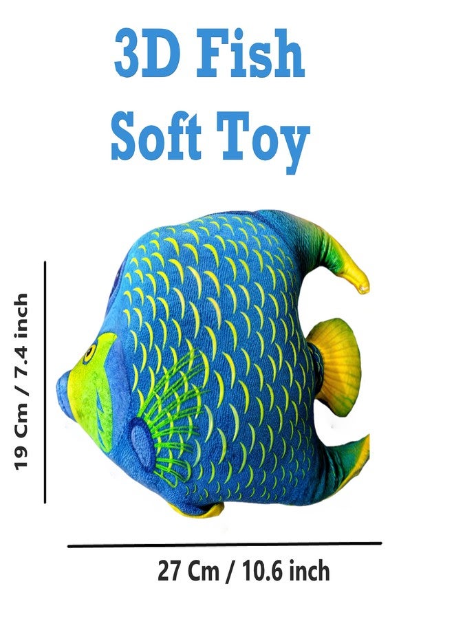 MARQUEONN® 3D Soft Fish Stuffed Toy, Cute Fish Plush Toy Pillow for Home, Office, Cafe, Shop Decoration, Gift - 27 cm (Blue) - Image 2