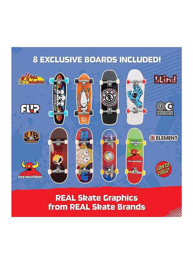 سبن ماستر - Tech Deck، لوحات أصابع مكونة من 8 قطع للذكرى الخامسة والعشرين مع شكل حصري، وألواح تزلج صغيرة قابلة للتجميع والتخصيص - Image 1