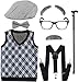 EFORLED Kids 100 Days of School Costume for Boys Halloween Old Man Costume Hat Glasses and Grandpa Vest Set for ChildLightGrey14 - Image 3