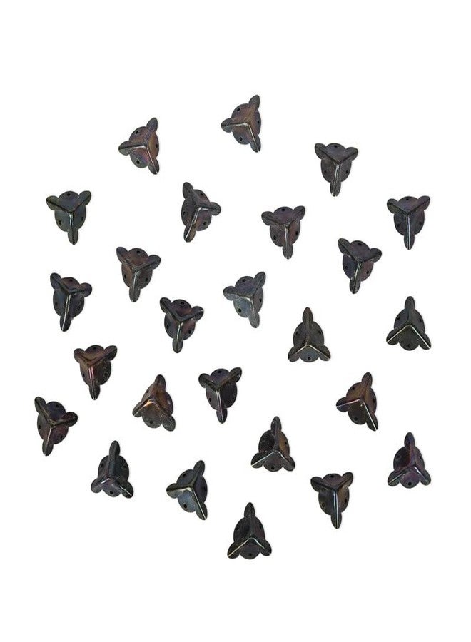 THS Corner Protector Decorative Fitting Bronze Metal Bracket with Nails Wooden Alloy Steel Jewellery Box (12Pcs, Antique-Design1), Triangular - Image 2